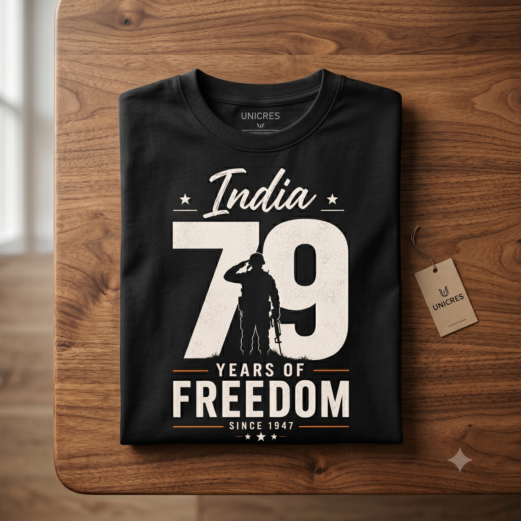 India 79 Years of Freedom Independence Day Premium Cotton T-Shirt