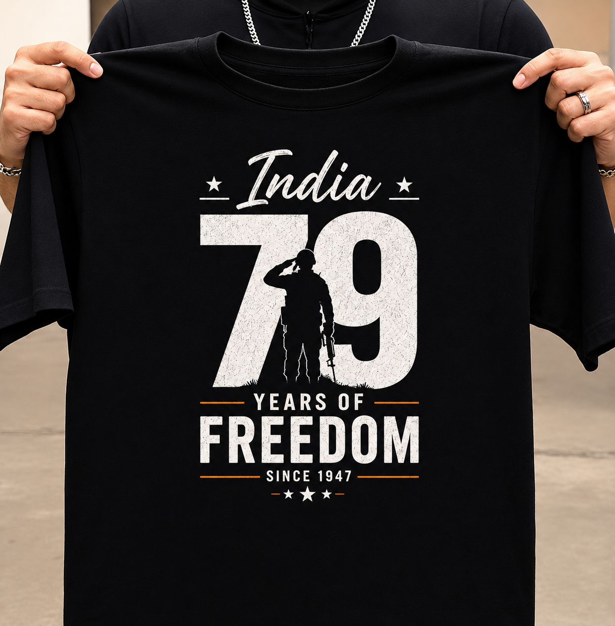 India 79 Years of Freedom Independence Day Premium Cotton T-Shirt