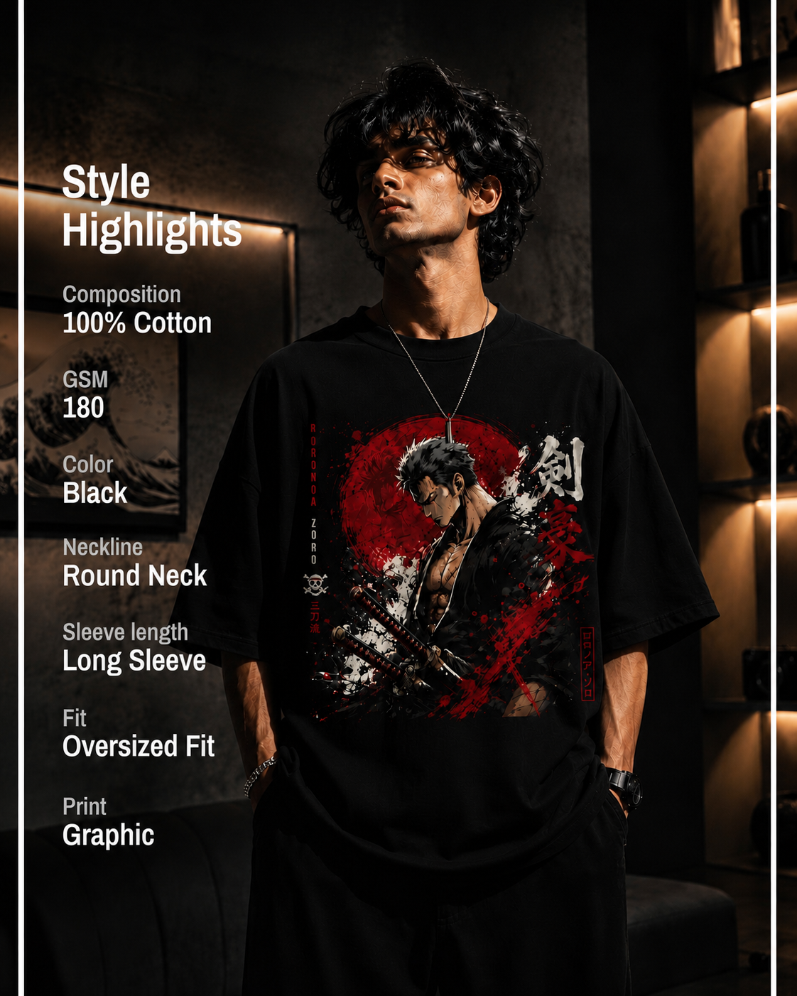 Roronoa Zoro Anime Oversized T-Shirt