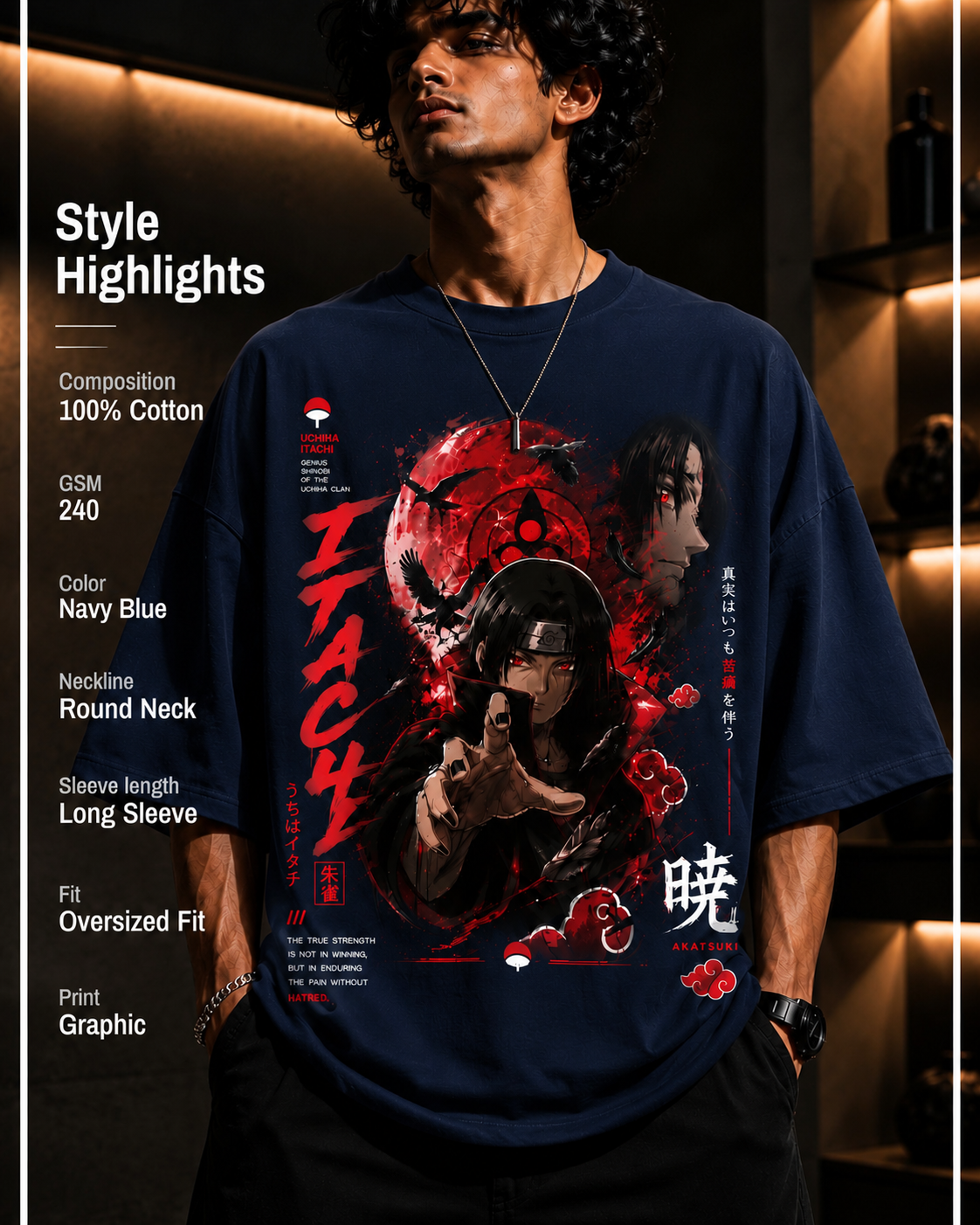 Itachi Blood Moon Oversized Anime Tee
