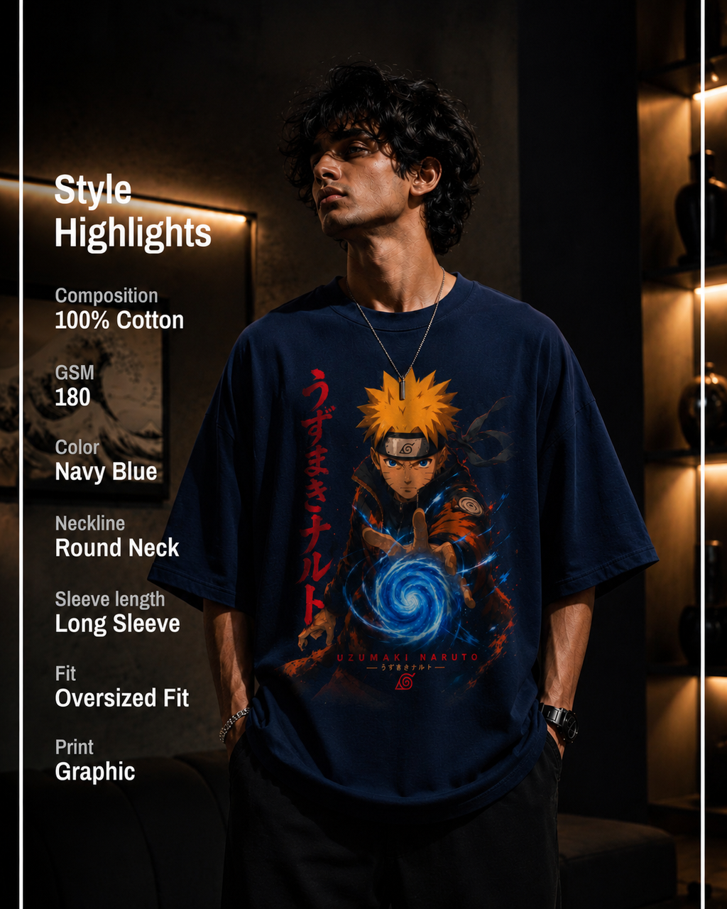 Naruto Rasengan Oversized Anime T-Shirt