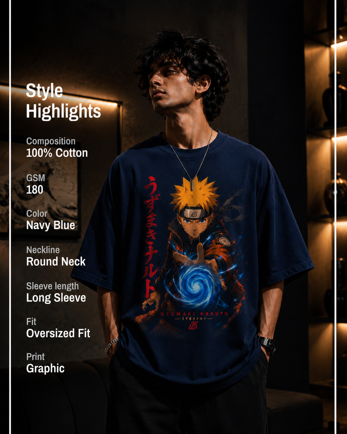 Naruto Rasengan Oversized Anime T-Shirt