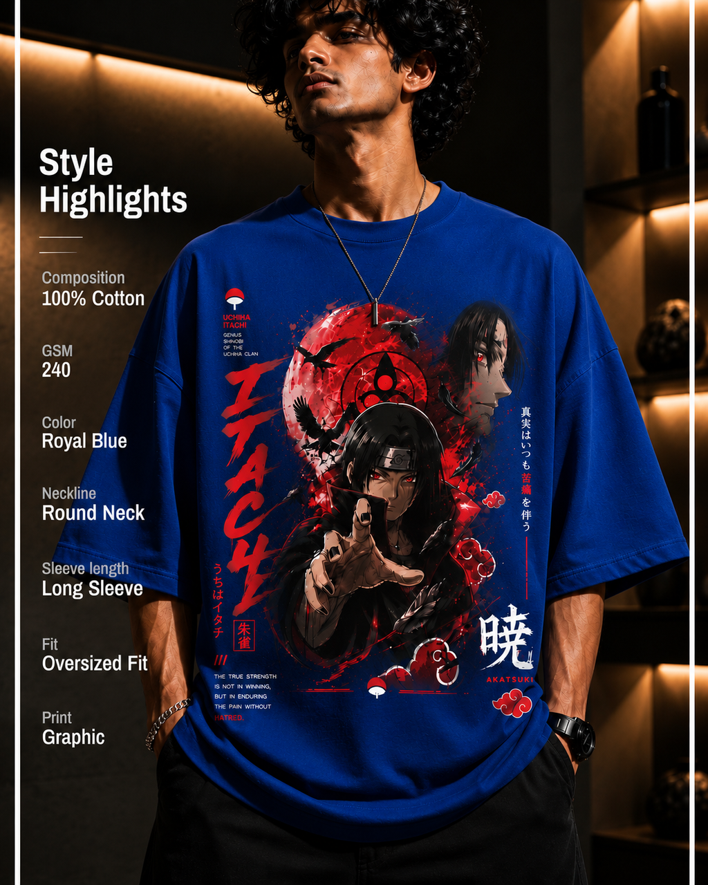 Itachi Blood Moon Oversized Anime Tee
