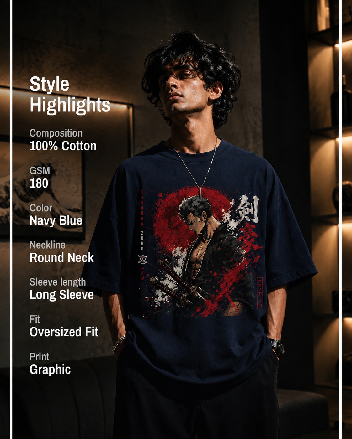 Roronoa Zoro Anime Oversized T-Shirt