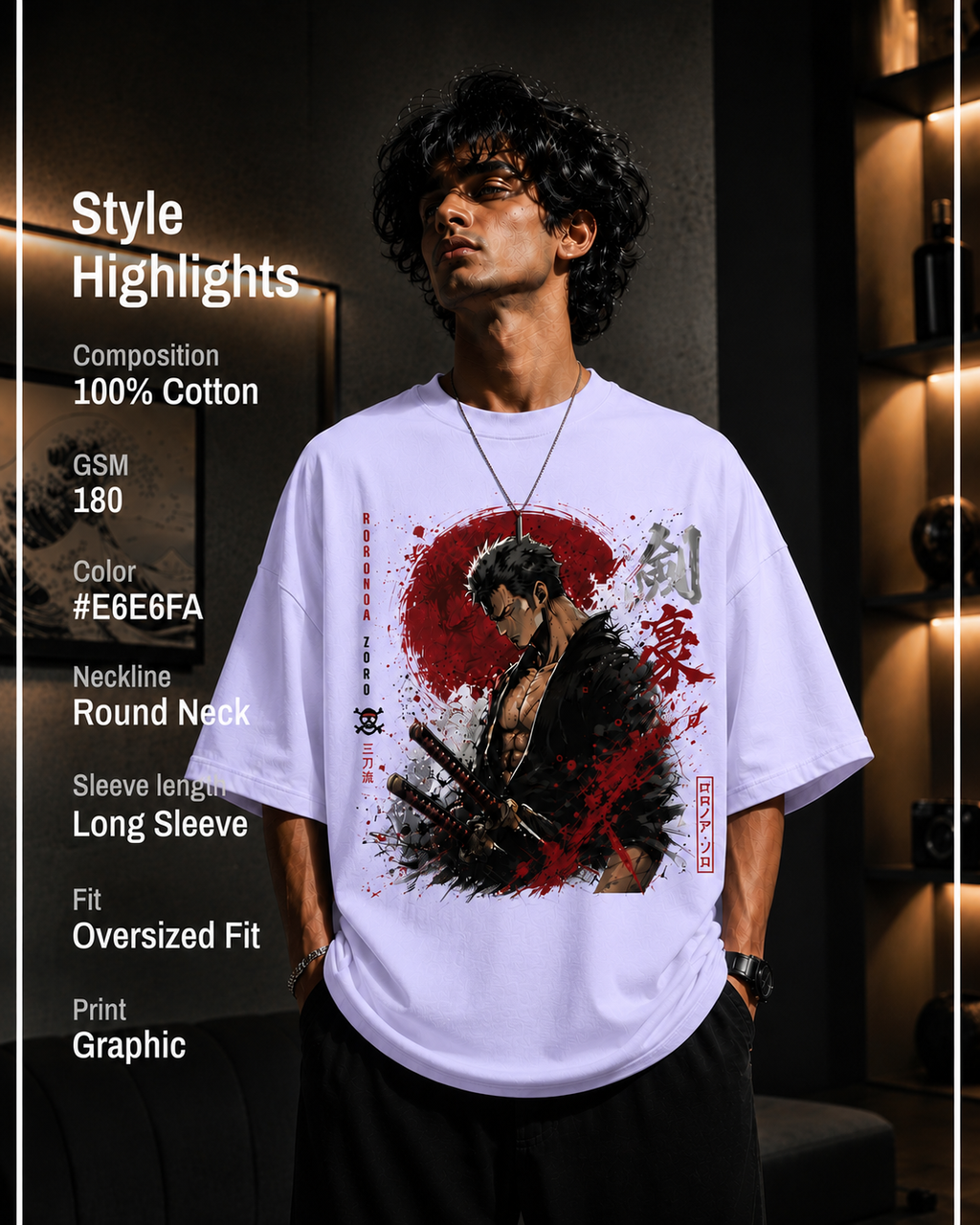 Roronoa Zoro Anime Oversized T-Shirt