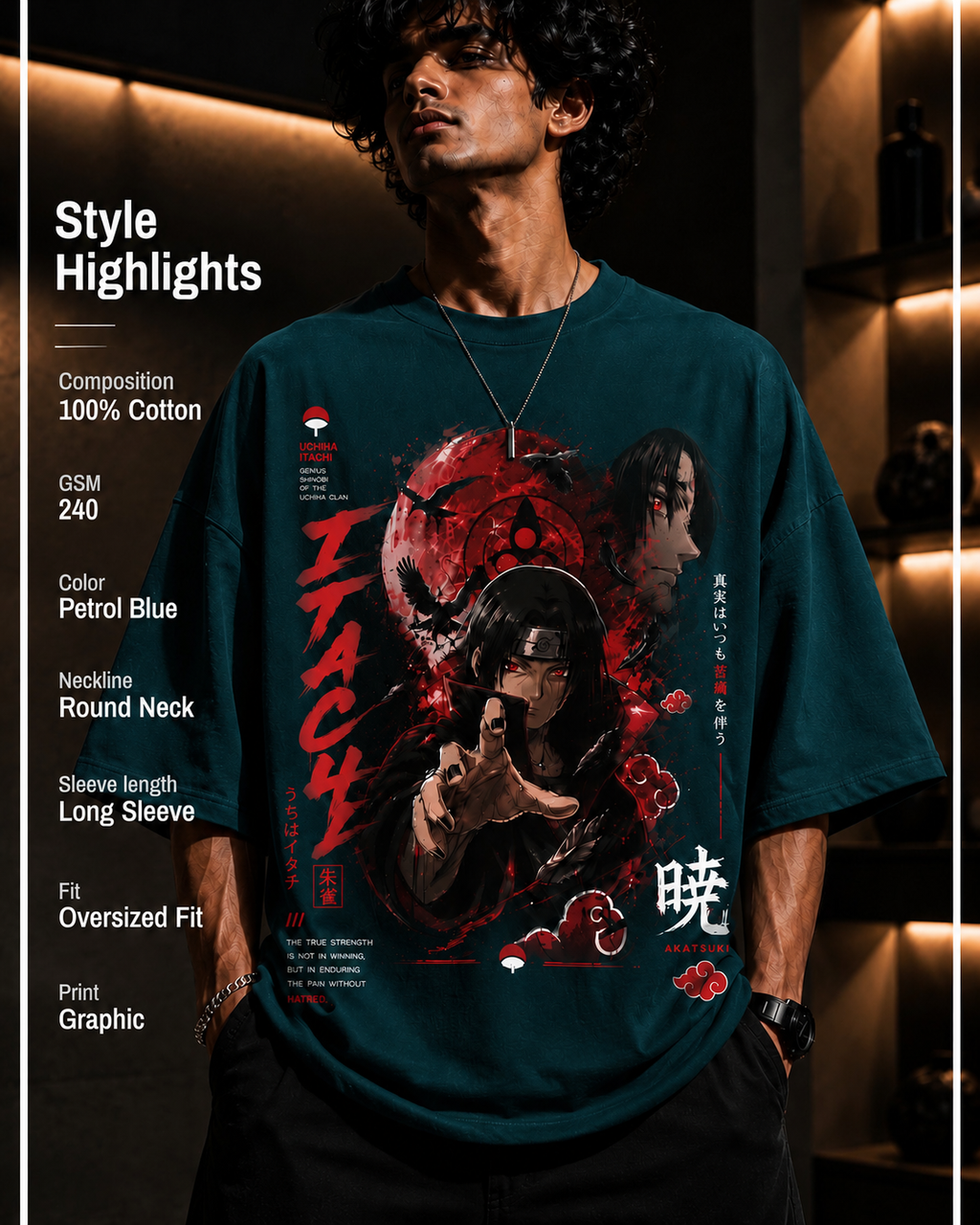 Itachi Blood Moon Oversized Anime Tee