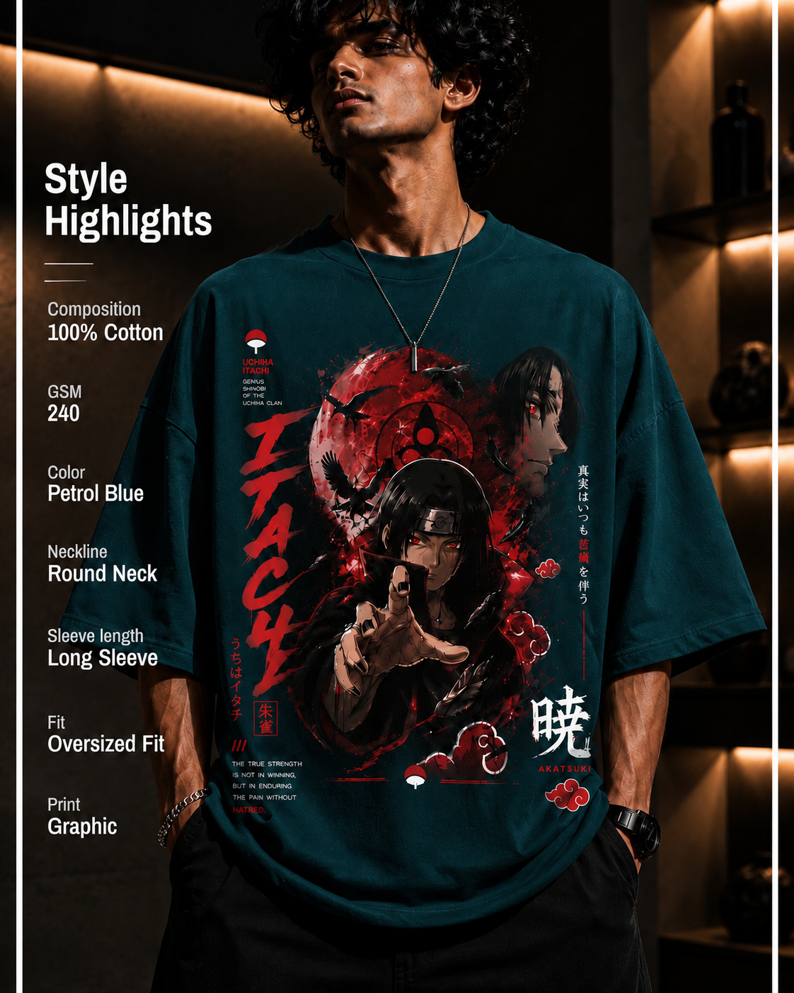 Itachi Blood Moon Oversized Anime Tee