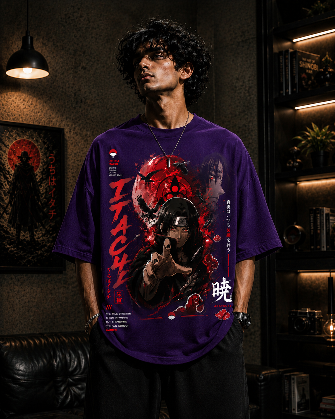 Itachi Blood Moon Oversized Anime Tee