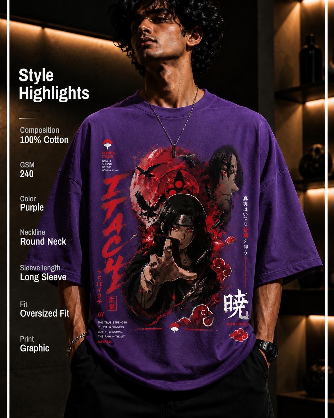 Itachi Blood Moon Oversized Anime Tee